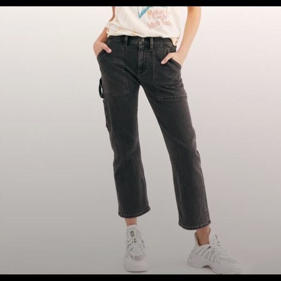 Wrangler | Grey-High Rise-Crop- Straight-Carpenter Jeans| Size 30 inches (27x27) - Picture 1 of 10